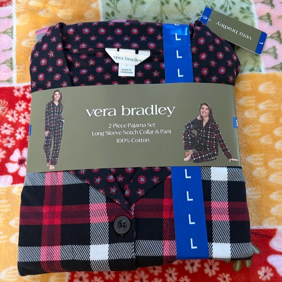 ❤️Vera Bradley Red and Black Plaid Women’s Pajama Set .100%Cotton ,Size L NWT - Picture 9 of 9